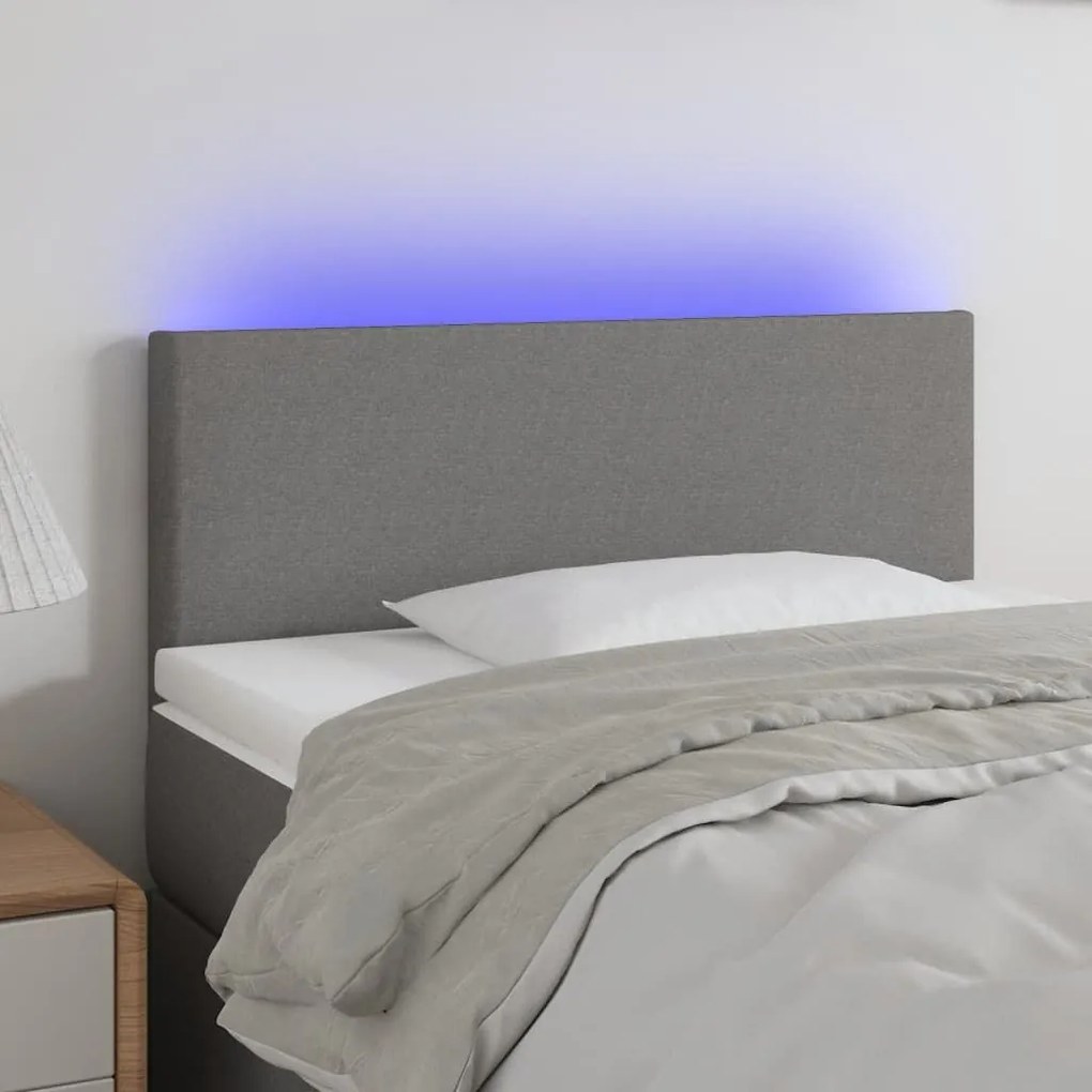 Κεφαλάρι Κρεβατιού LED Σκούρο Γκρι 90x5x78/88 εκ. Υφασμάτινο 3121315
