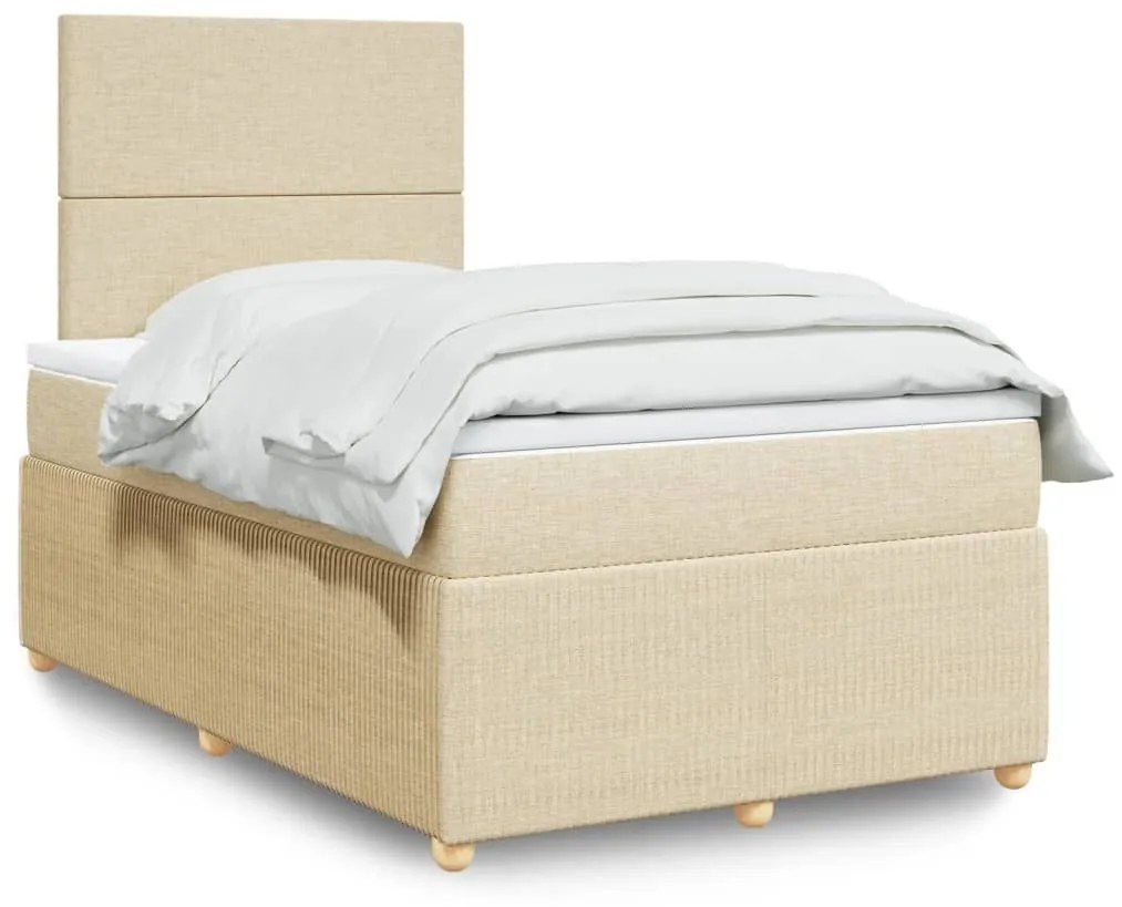 ΚΡΕΒΑΤΙ BOXSPRING ΜΕ ΣΤΡΩΜΑ ΚΡΕΜ 120X190 ΕΚ. ΥΦΑΣΜΑΤΙΝΟ 3294293