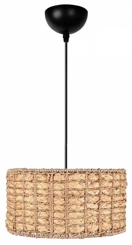 GloboStar® POMEGRANDE 204-0157 Boho Κρεμαστό Φωτιστικό Kαπέλο Μονόφωτο 1 x E27 IP20 Μπεζ Rattan - Μ30 x Π30 x Υ16cm