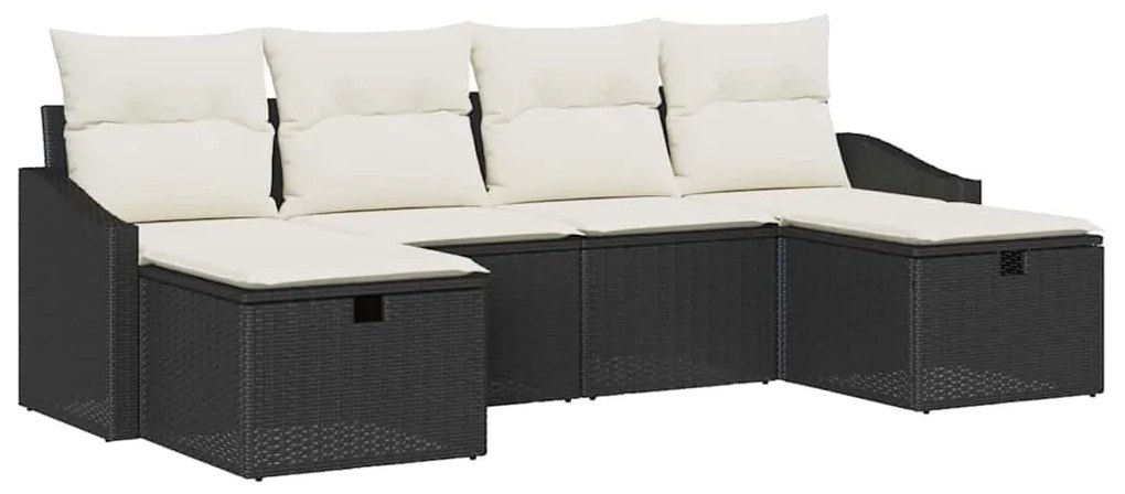 vidaXL Σετ Καναπέ Κήπου 6 pcs Μαύρο 55 x 62 x 69 εκ Πολυ ράταν