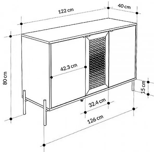 Μπουφές Naive Megapap χρώμα sapphire oak 126x40x80εκ.