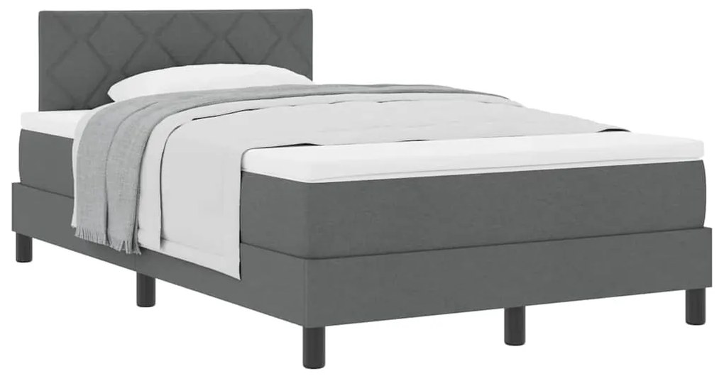 vidaXL Κρεβάτι box spring με στρώμα Σκούρο γκρι 120 x 200 cm ύφασμα