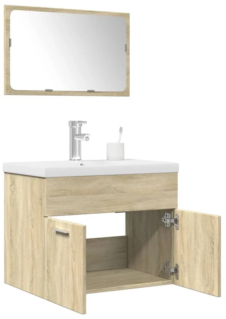 vidaXL Σετ Επίπλων Μπάνιου 3 Τεμαχίων Sonoma Δρυς Επεξεργασμένο Ξύλο