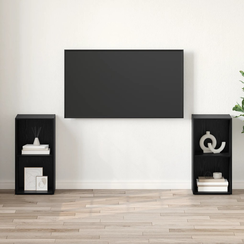 vidaXL Σετ επίπλου τηλεόρασης 2 pcs Μαύρη Δρυς 72 x 35 x 36.5 cm
