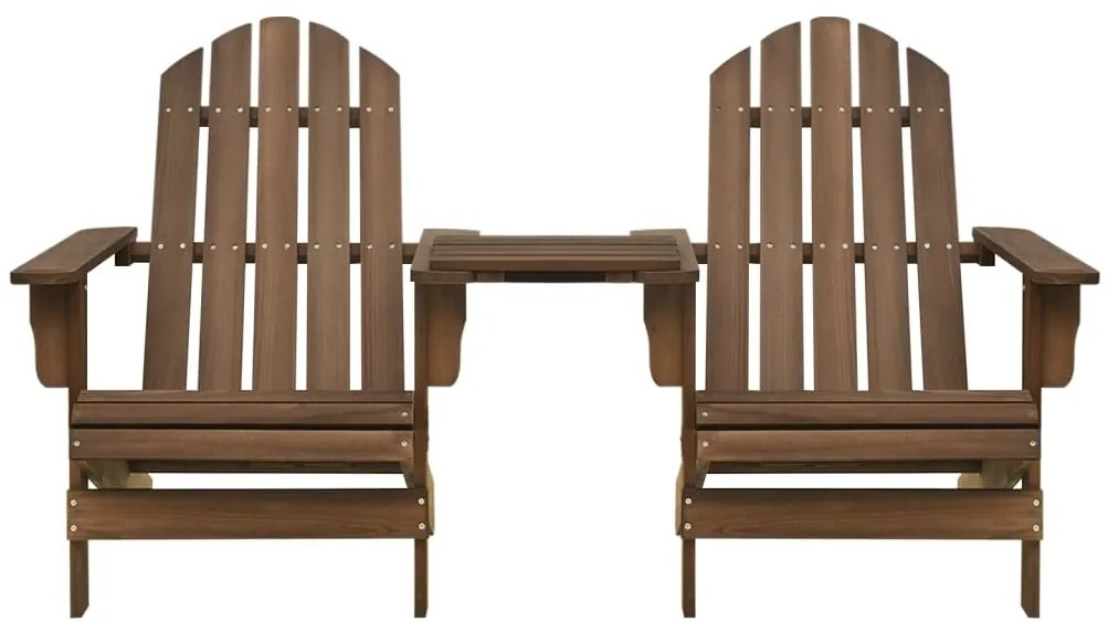 vidaXL Καρέκλες Κήπου Adirondack με Τραπέζι Καφέ από Μασίφ Ξύλο Ελάτης