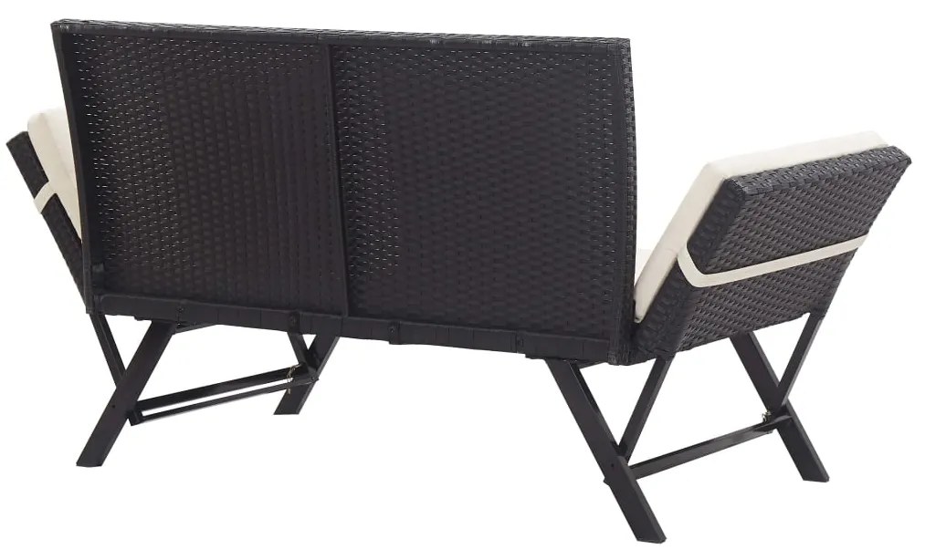 vidaXL Παγκάκι Κήπου Μαύρο 176 εκ. από Συνθετικό Ρατάν με Μαξιλάρια