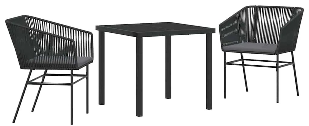 vidaXL Σέτ φαγητού για κήπο 3 pcs Μαύρο Χάλυβας με επίστρωση πούδρας