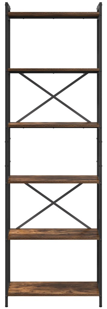 vidaXL Βιβλιοθήκη Καπνιστή δρυς 60 x 30 x 188 εκ MDF και Χάλυβας