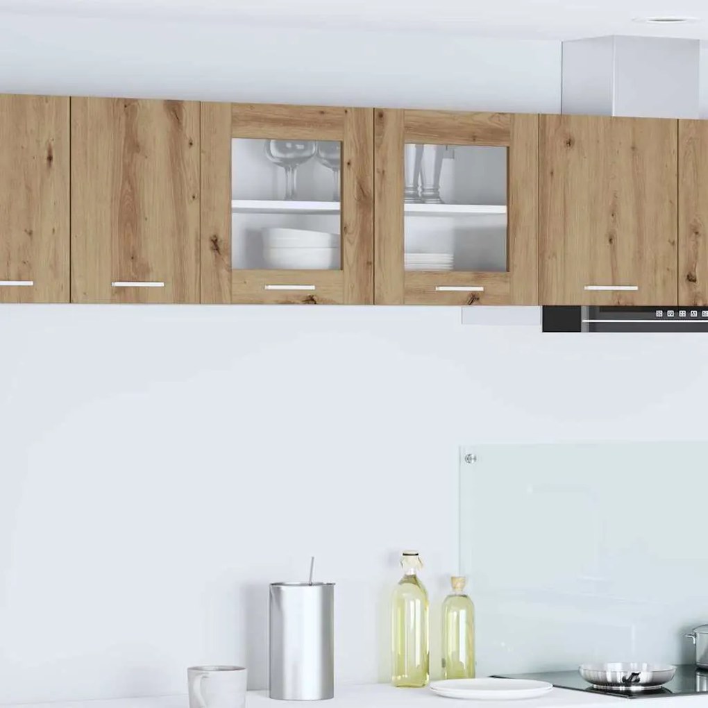 vidaXL Κρεμαστό ντουλάπι με ράφι Riga Χειροποίητη Δρυς και Λευκό