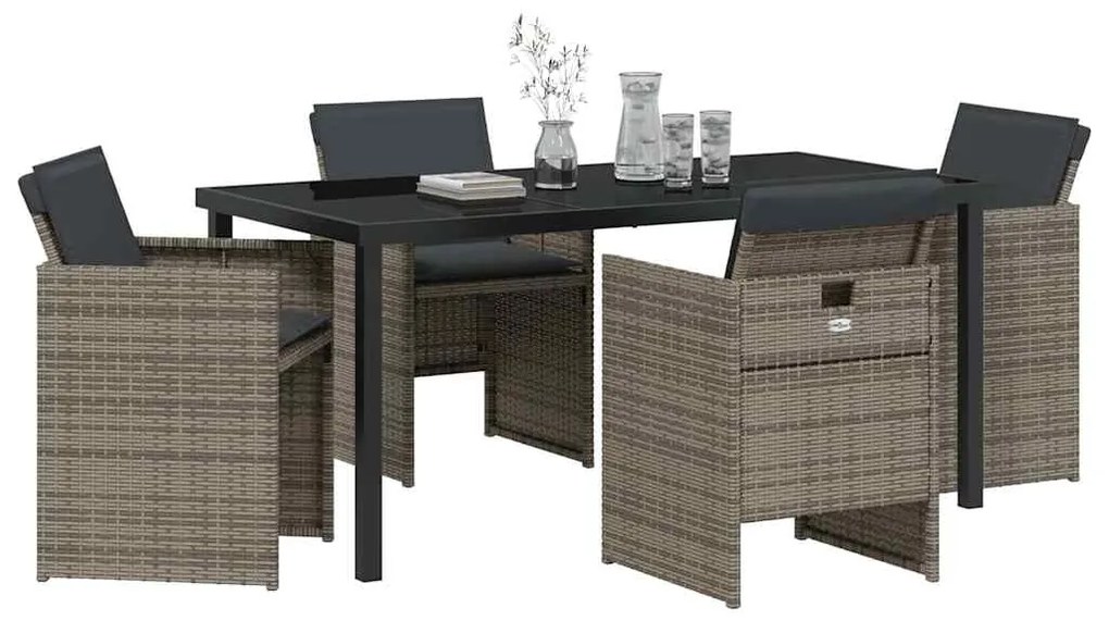 vidaXL Σέτ φαγητού για κήπο 5 pcs Γκρι συνθετικό ρατάν