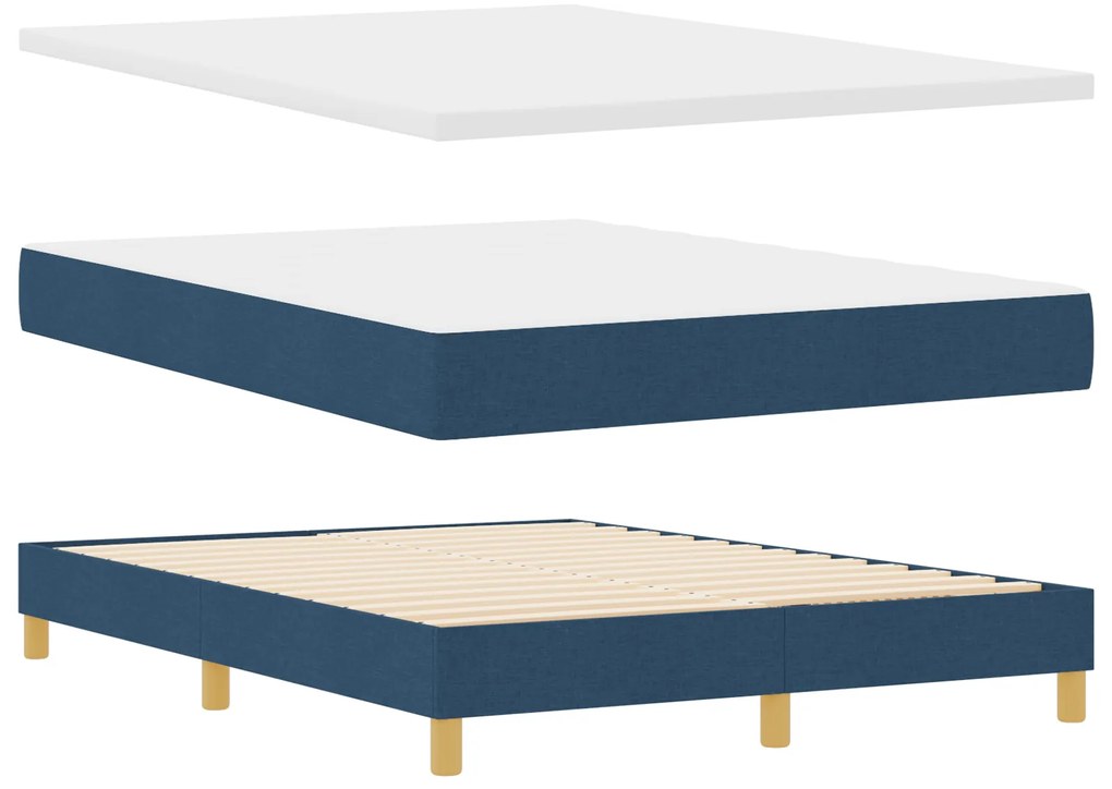 vidaXL Μπλε Κρεβάτι Box Spring με Στρώμα - 160 x 200 εκ - Ύφασμα
