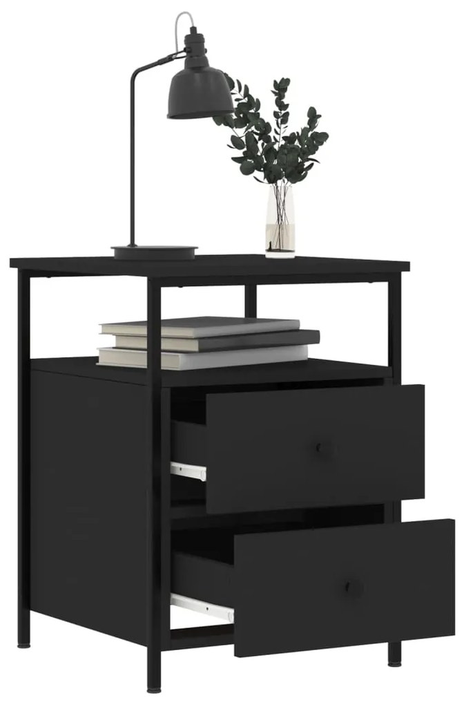 vidaXL Κομοδίνα 2 τεμ. Μαύρα 44 x 45 x 60 εκ. από Επεξεργασμένο Ξύλο