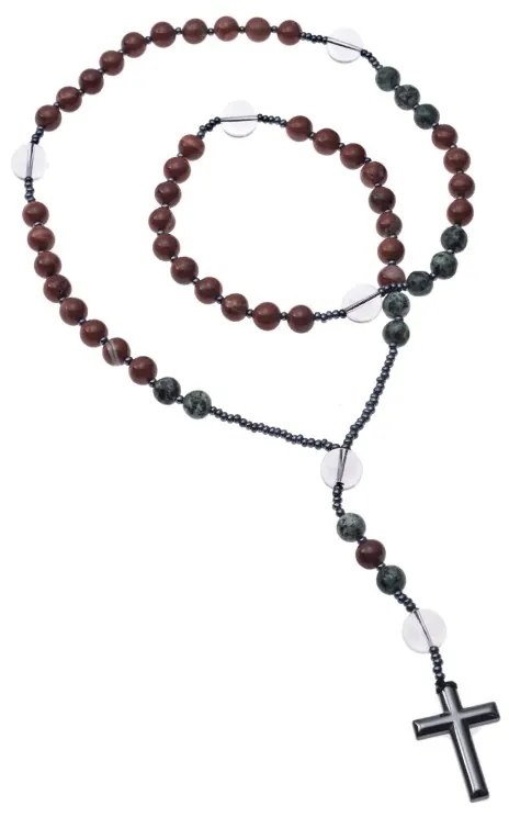 Κολιέ Men&#039;s Senza Multicolor Stones with Steel Cross