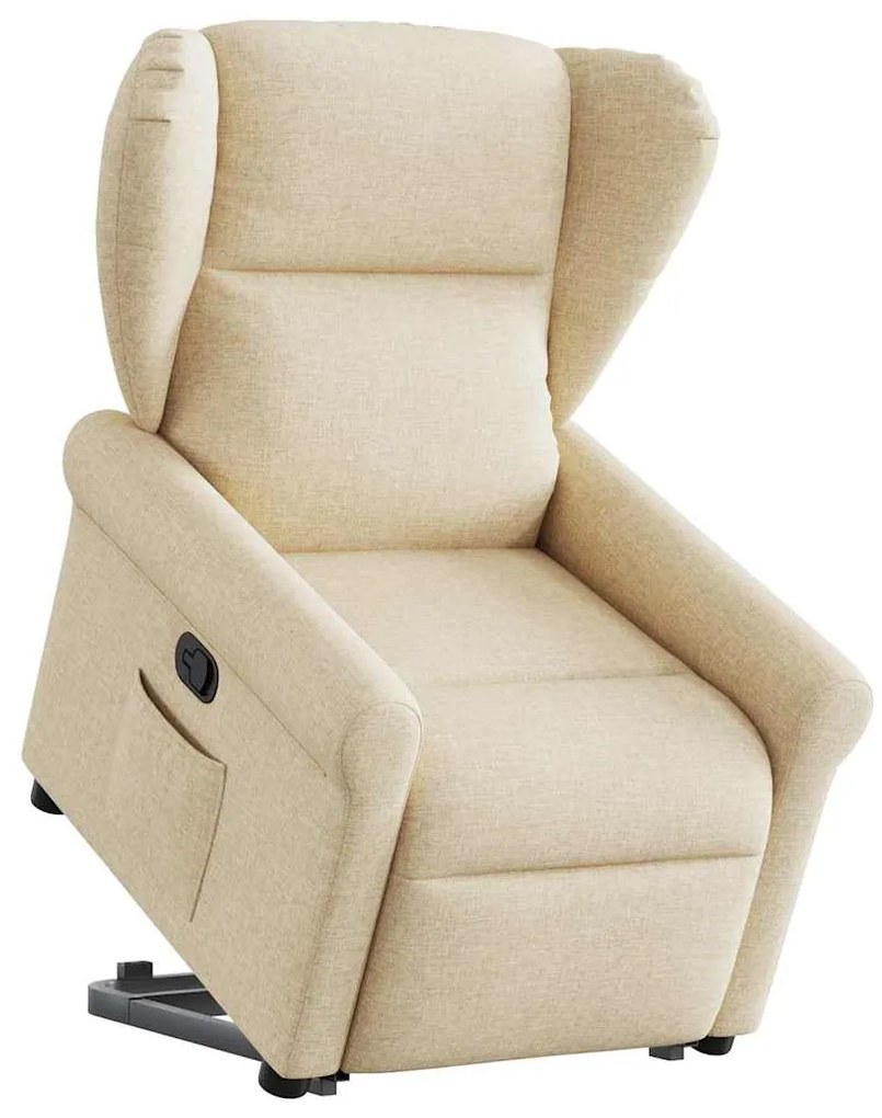 Πολυθρόνα Ανακλινόμενη με Ανύψωση Κρεμ Υφασμάτινη
