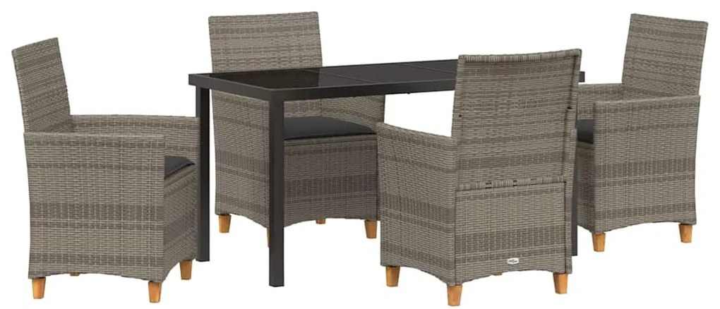 vidaXL Σέτ φαγητού για κήπο 5 pcs Γκρι συνθετικό ρατάν