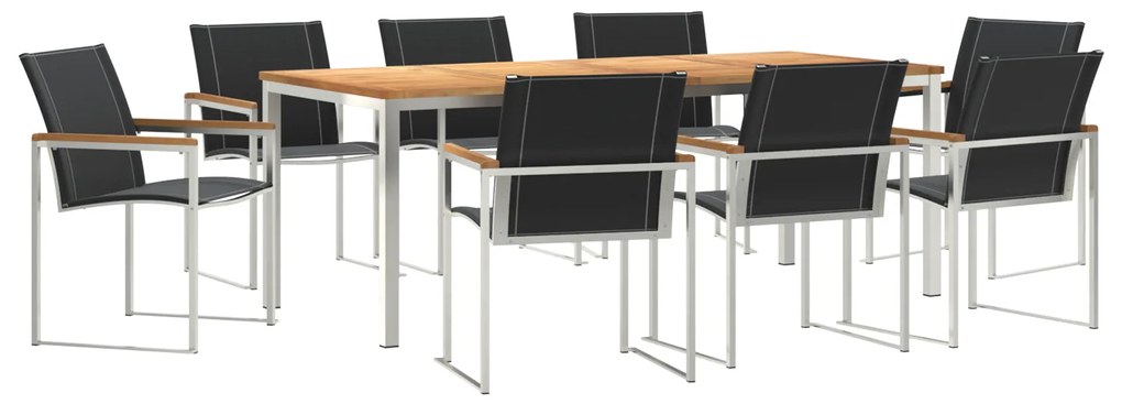 vidaXL Σετ Τραπεζαρίας Κήπου 9 Τεμαχίων Μασίφ Ξύλο Ακακίας