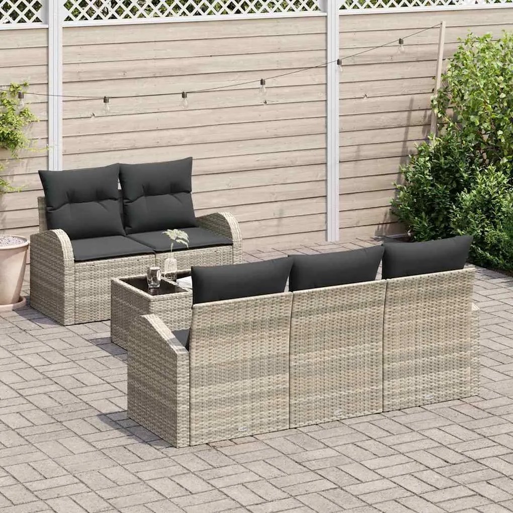 vidaXL Σετ Καναπέ Κήπου 6 pcs Ανοιχτό γκρι 55 x 55 x 37 εκ Πολυ ράταν