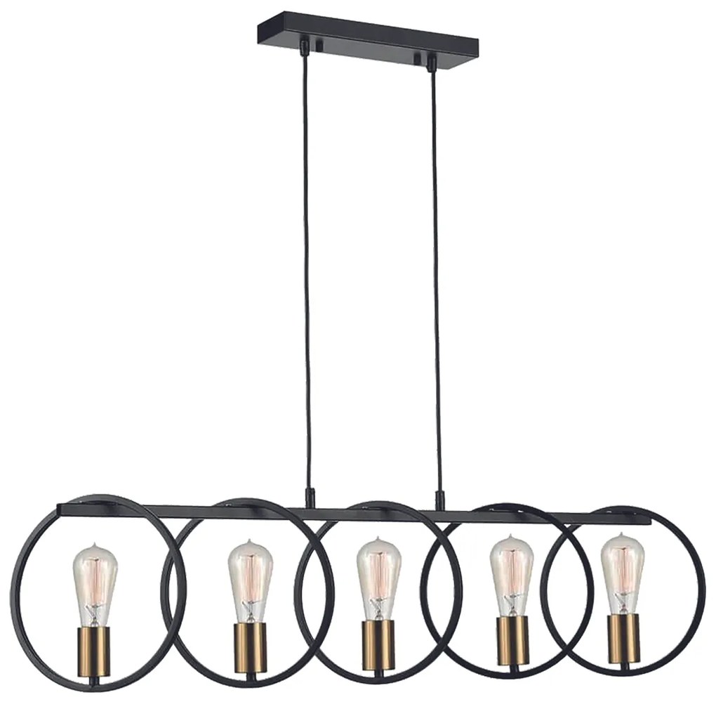 KQ 9016-5 HOOP PENDANT BLACK & BRUSHED BRASS Γ4