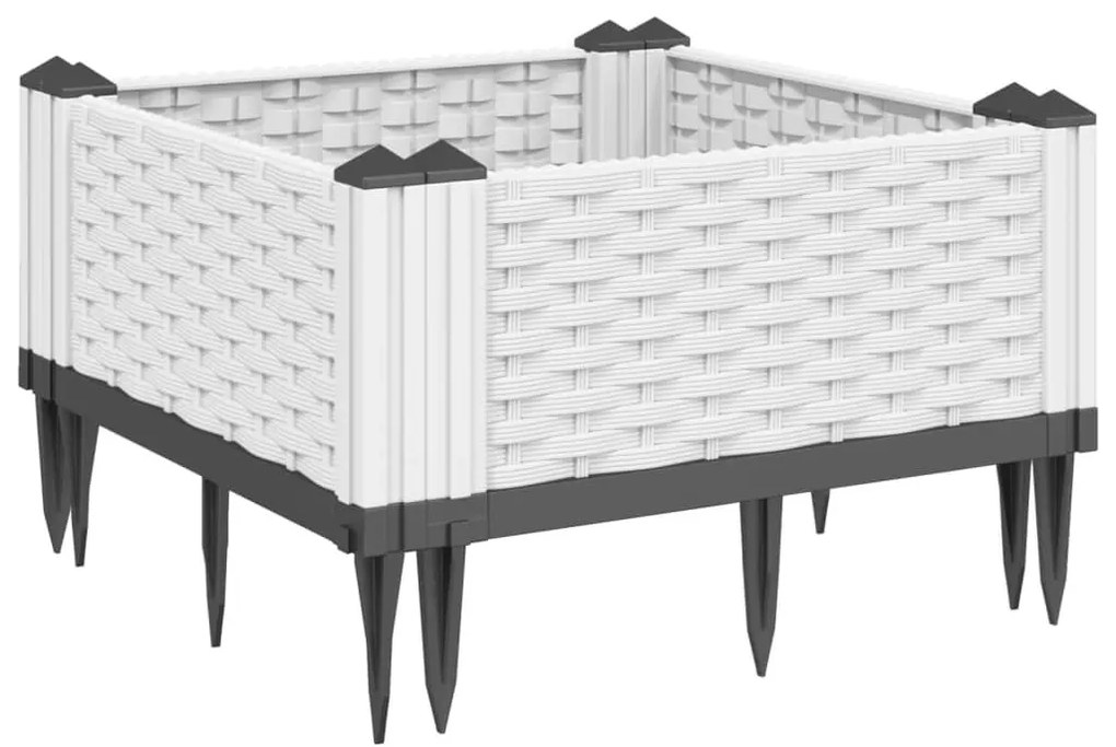 Ζαρντινιέρα με Πασσάλους Λευκή 42,5x42,5x28,5 εκ Πολυπροπυλένιο - Λευκό