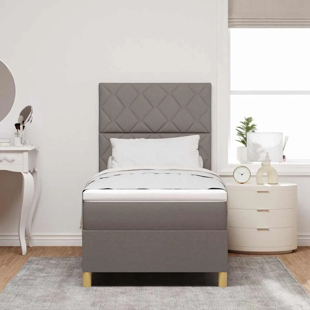 vidaXL Κρεβάτι με ελατήρια με στρώμα Taupe 100 x 200 cm ύφασμα