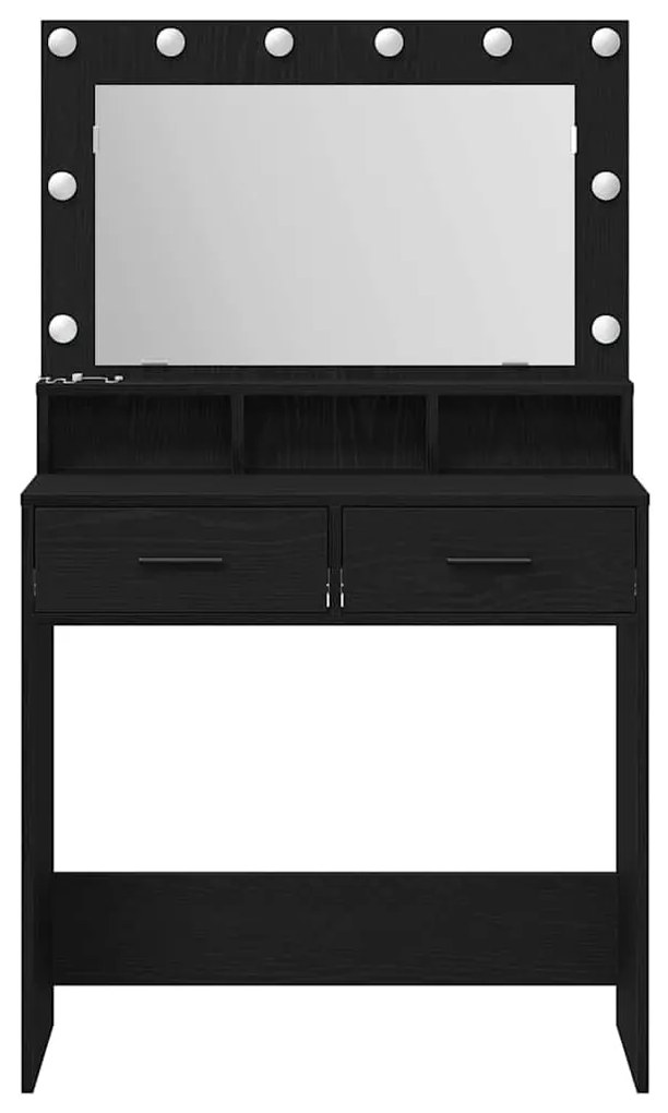 vidaXL Κομοδίνο με ράφι Μαύρη δρυς 79 x 41 x 135 εκ Επεξεργασμένο ξύλο
