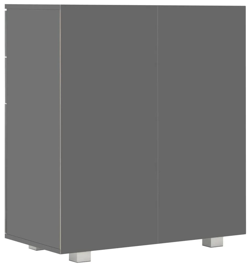 Μπουφές Ψηλός Γυαλιστερός Γκρι 71x35x80 εκ. Επεξεργασμένο Ξύλο - Γκρι