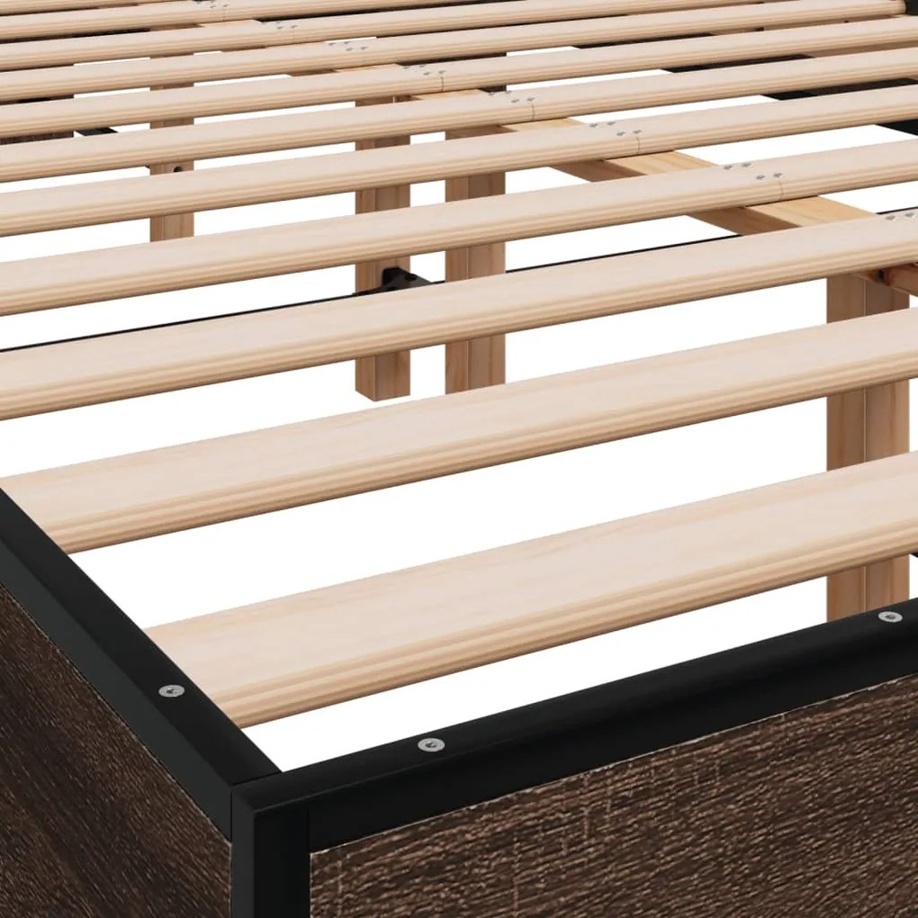 vidaXL Πλαίσιο Κρεβατιού Καφέ Δρυς 120x200 εκ. Επεξ. Ξύλο &amp; Μέταλλο
