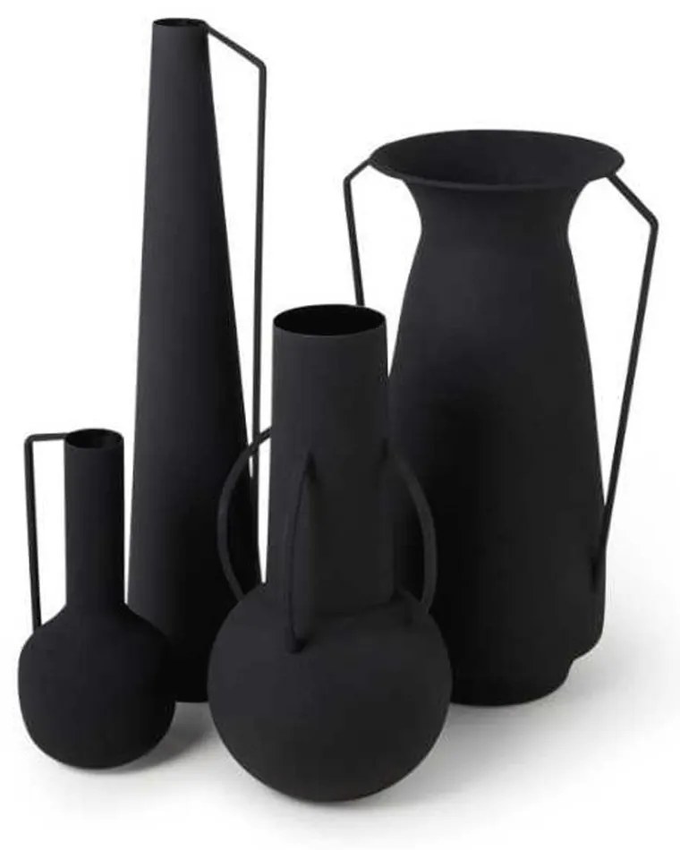 Βάζο Roman (Σετ 4Τμχ) 300-205-008 Black Μέταλλο