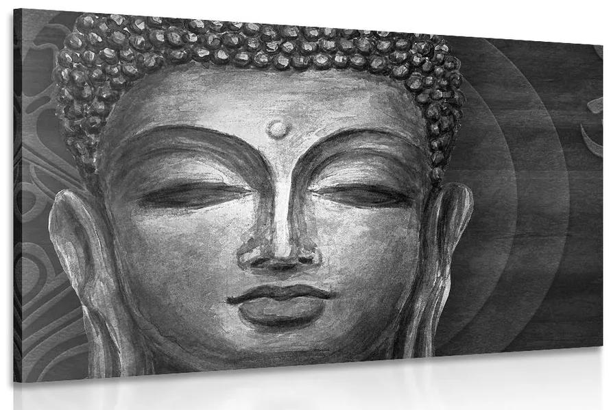 Εικόνα προσώπου του Βούδα σε ασπρόμαυρο - 60x40
