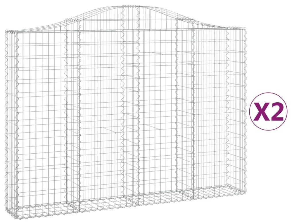 vidaXL Συρματοκιβώτια Τοξωτά 2 τεμ. 200x30x140/160 εκ. Γαλβαν. Ατσάλι