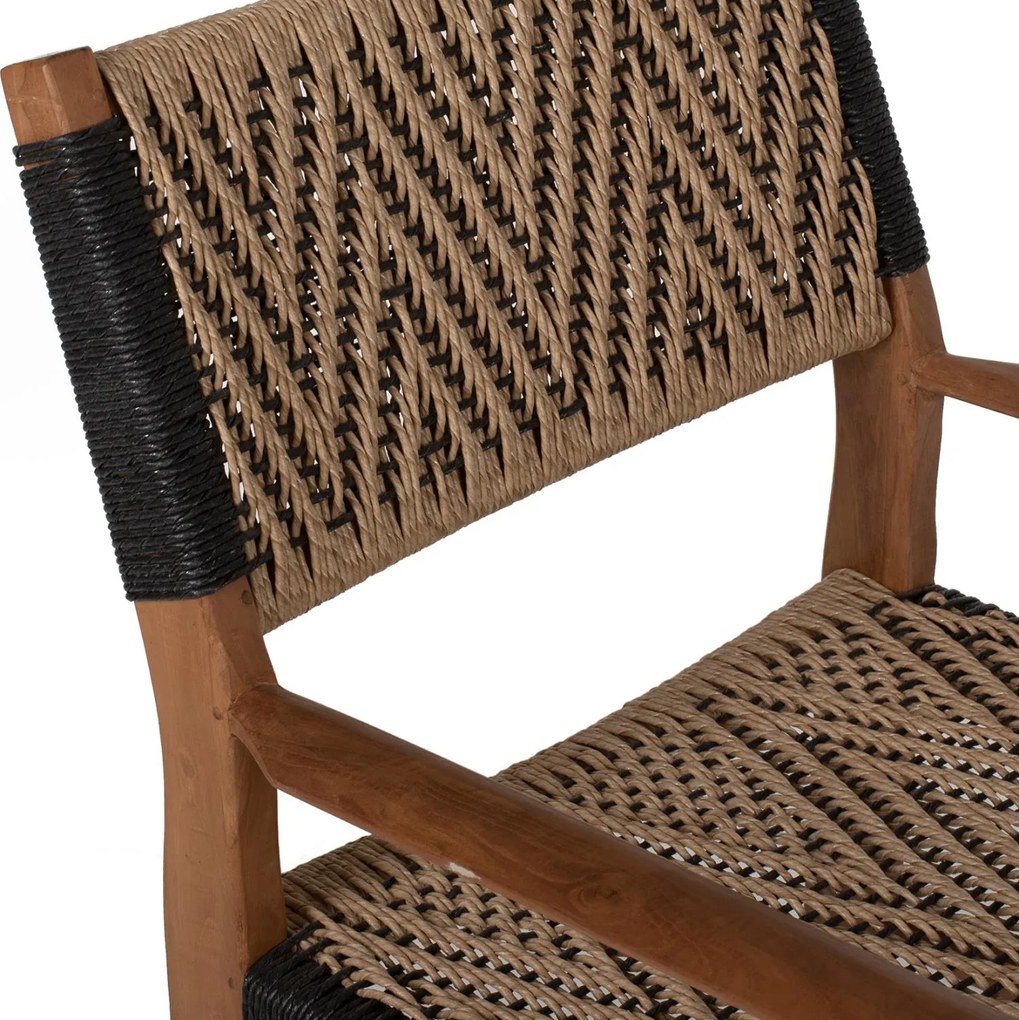 Καρέκλα-Πολυθρόνα Τραπεζαρίας C9383.01 Ξύλο Teak και Συνθετικό Σχοινί 57x66x86Yεκ. 57x66x86 εκ.
