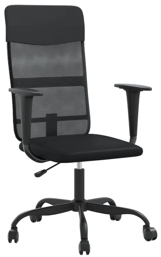 vidaXL Καρέκλα Γραφείου Ρυθμ. Ύψος Μαύρη Διχτυωτό Ύφασμα/Συνθ. Δέρμα