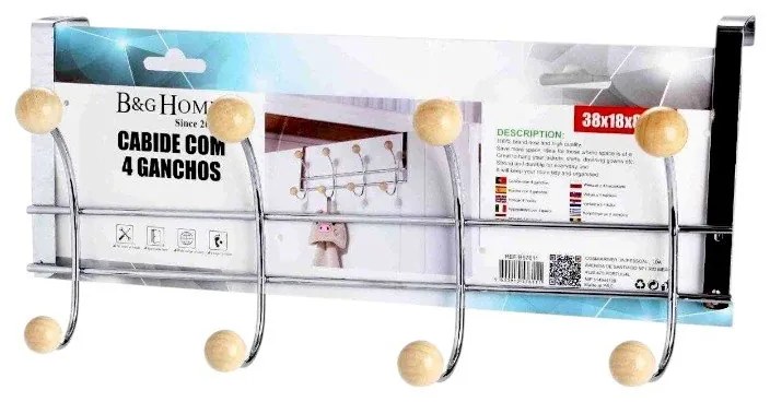 Μεταλλική κρεμάστρα πόρτας 4 θέσεων