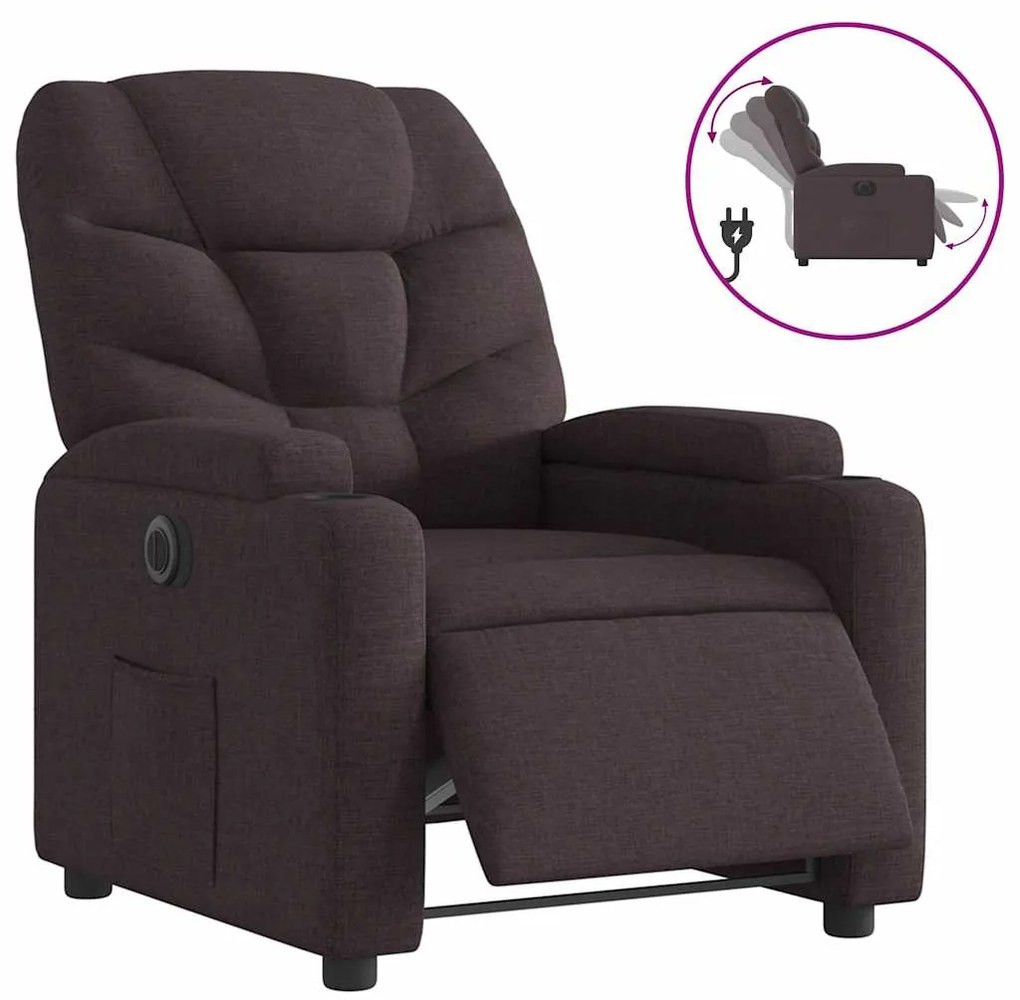 vidaXL Πολυθρόνα Ανακλινόμενη Ηλεκτρική Σκούρο Καφέ Υφασμάτινη