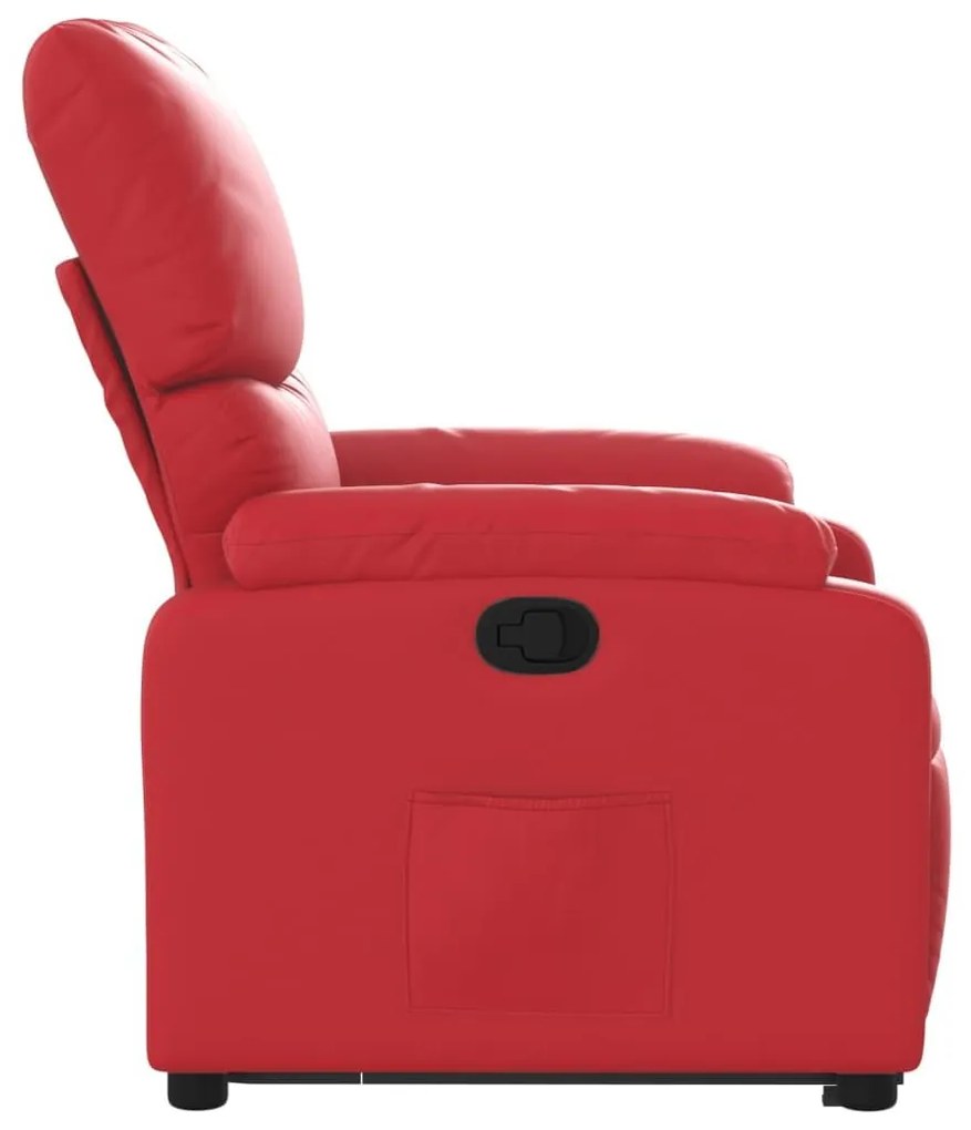Πολυθρόνα Ανακλινόμενη με Ανύψωση Κόκκινη από Συνθετικό Δέρμα - Κόκκινο