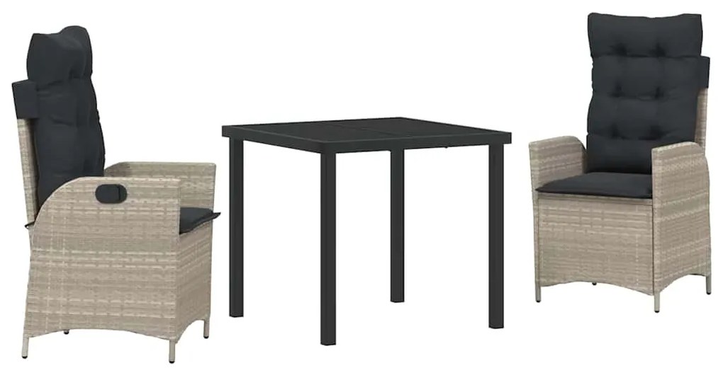 vidaXL Σέτ φαγητού για κήπο 3 pcs Ανοιχτό γκρι συνθετικό ρατάν