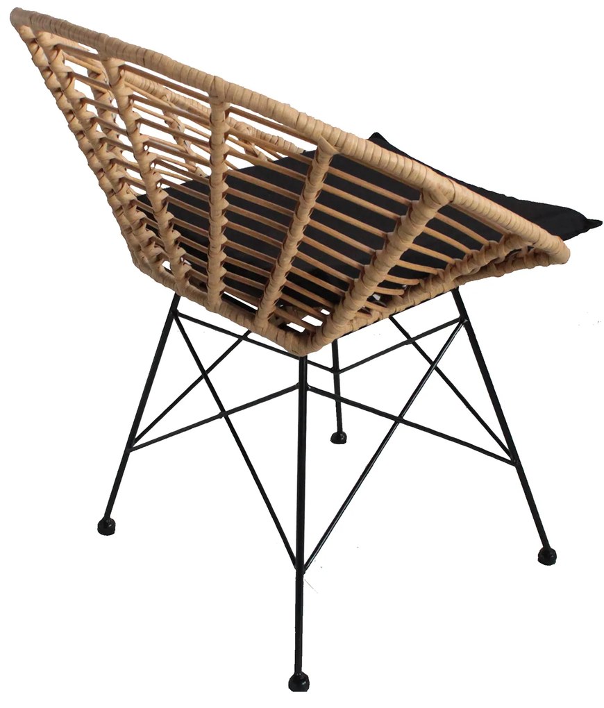 Καρέκλα Κήπου AELIUS Φυσικό/Μαύρο Μέταλλο/Rattan 72x62x78cm - 14510021 - 14510021