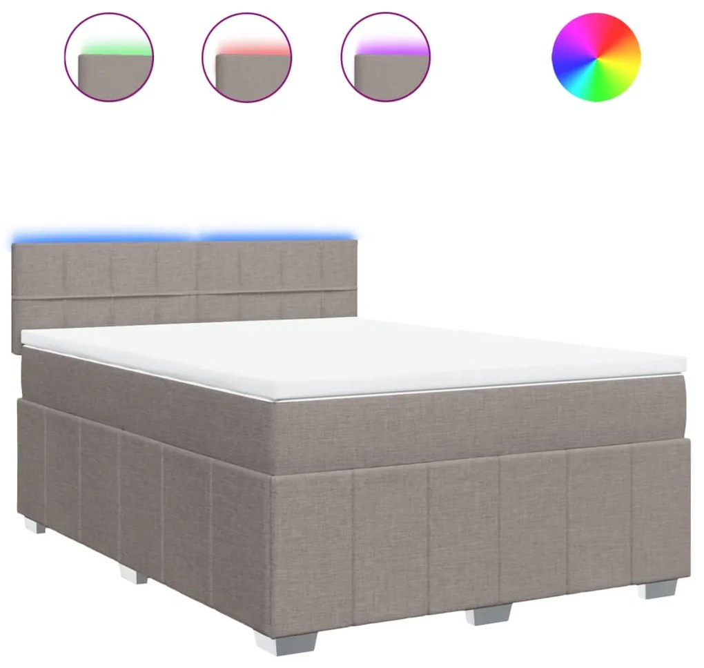 vidaXL Κρεβάτι Boxspring με Στρώμα Taupe 160x200 εκ. Υφασμάτινο