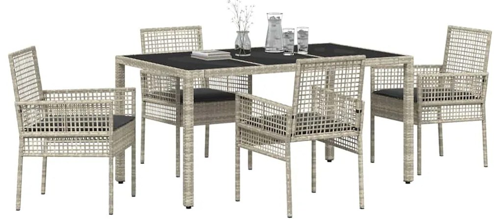 vidaXL Σέτ φαγητού για κήπο 5 pcs Ανοιχτό γκρι συνθετικό ρατάν