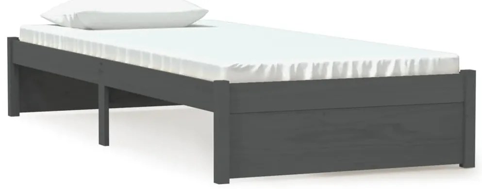 vidaXL Πλαίσιο Κρεβατιού Γκρι 75 x 190 εκ. από Μασίφ Ξύλο Small Single