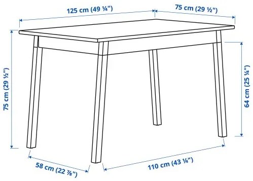 PINNTORP/PINNTORP τραπέζι και 4 καρέκλες, 125 cm 895.644.49