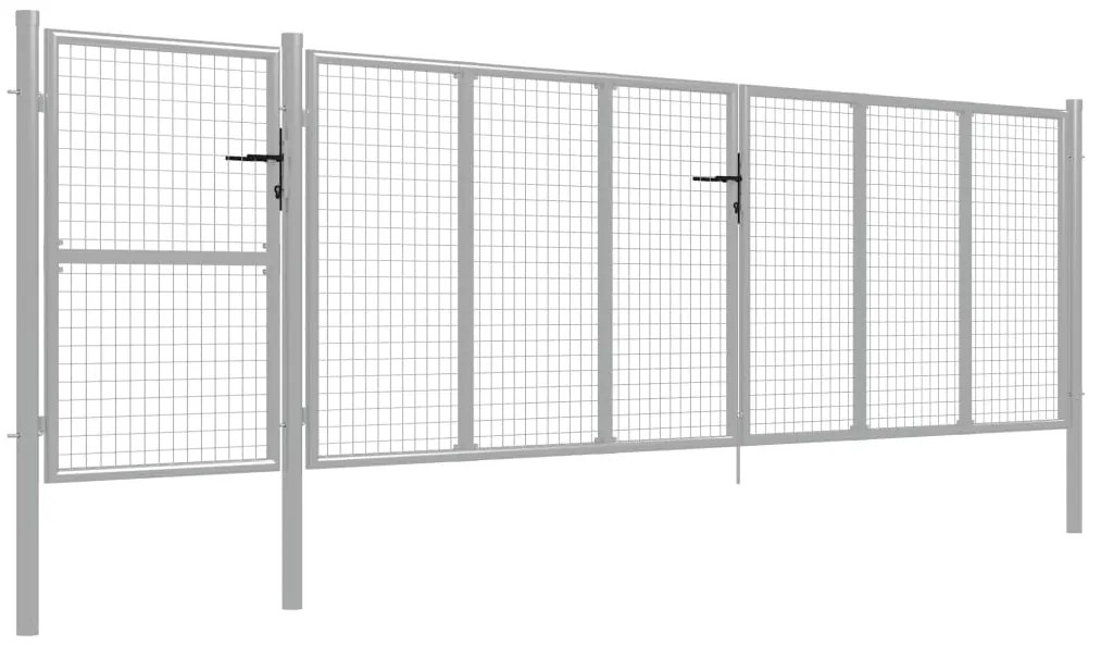 vidaXL Πόρτα Περίφραξης Κήπου Ασημί 500 x 125 εκ. Ατσάλινη