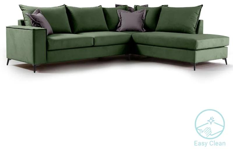 Γωνιακός καναπές αριστερή γωνία Romantic pakoworld ύφασμα κυπαρισσί-ανθρακί 290x235x95εκ Model: 168-000033