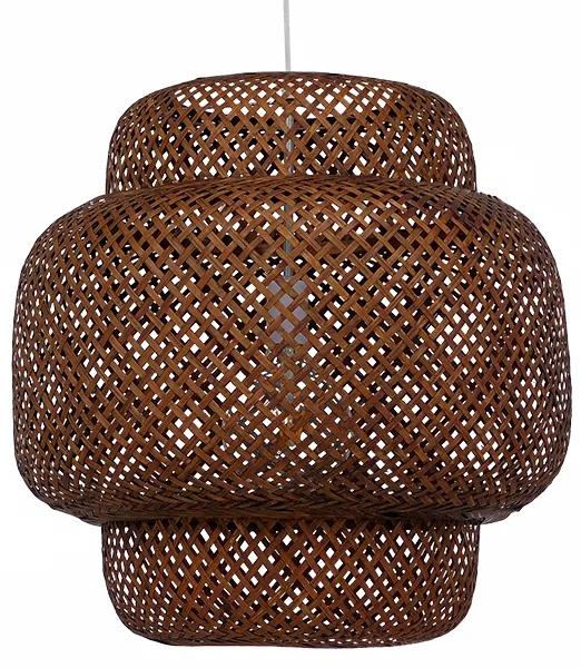 MALDIVES 01658 Vintage Κρεμαστό Φωτιστικό Οροφής Μονόφωτο Καφέ Σκούρο Ξύλινο Bamboo Φ56 x Υ54cm