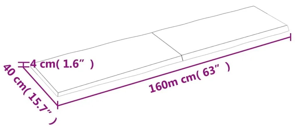 Επιφ. Τραπεζιού Σκ Γκρι 60x40x(2-4)εκ Επεξ Μασίφ Ξύλο Live Edge - Καφέ