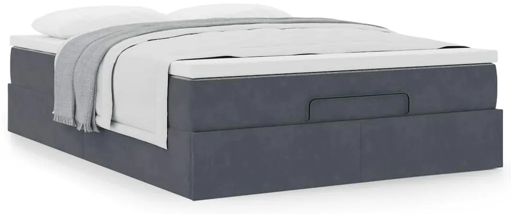 Οθωμανικό κρεβάτι με στρώμα σκούρο γκρι 140x190cm Βελούδο 3311184