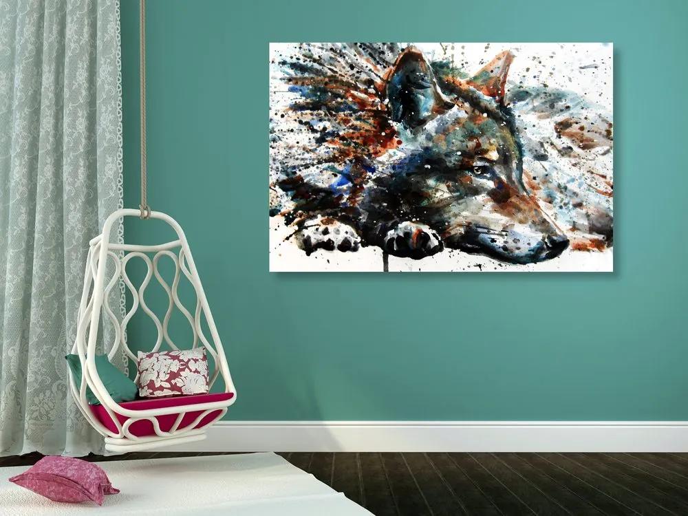 Εικόνα λύκου σε σχέδιο ακουαρέλας - 90x60
