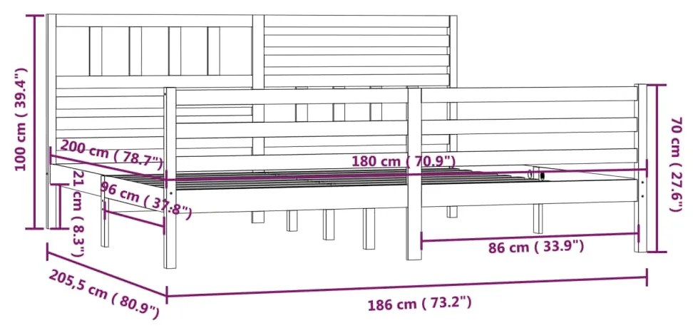 ΠΛΑΙΣΙΟ ΚΡΕΒΑΤΙΟΥ ΛΕΥΚΟ 180 X 200 ΕΚ ΞΥΛΟ ΠΕΥΚΟΥ 6FT SUPER KING 3101104