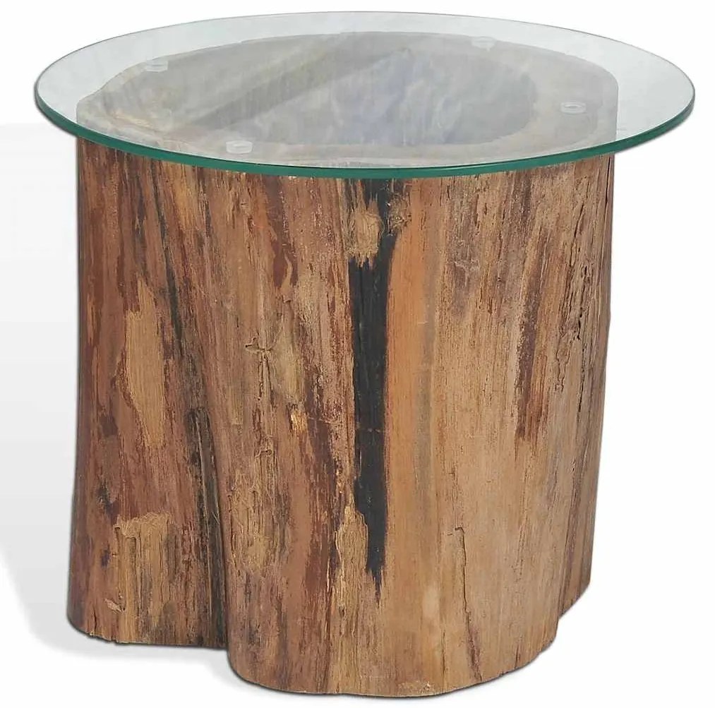 vidaXL Τραπεζάκι Σαλονιού 50 x 40 εκ. από Ξύλο Teak / Γυαλί