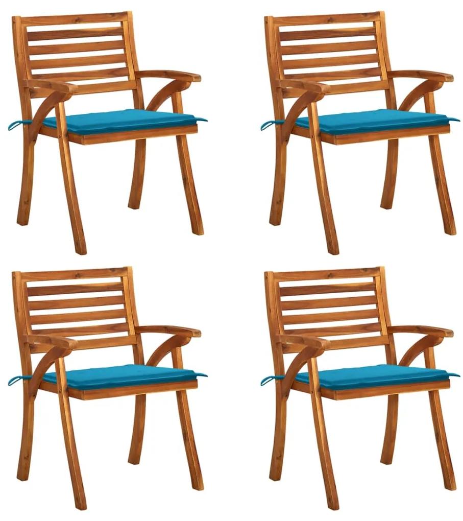 3075178 vidaXL Καρέκλες Κήπου 4 τεμ. από Μασίφ Ξύλο Ακακίας με Μαξιλάρια Μπλε, 1 Τεμάχιο